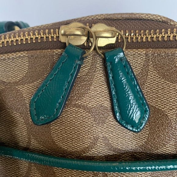 Coach Khaki Peyton Signature Cora Domed Satchel - Picture 8 of 8